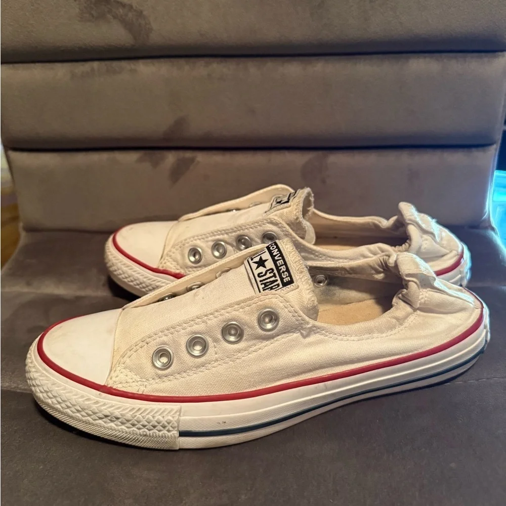 Women’s White Slip-On Converse Sneakers Size 8
